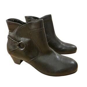 David Tate Black Leather Braided Detail Going Out Short Heel Ankle Boots Size 9M
